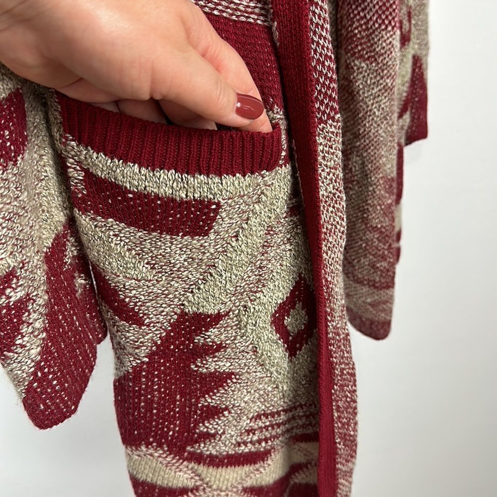 ❤️Last Chance Lucky Brand Cotton Blend Aztec Print Open Front Cardigan Size XS - Picture 2 of 11